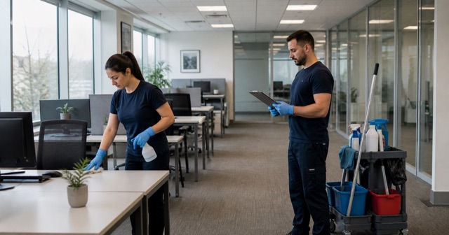 Kurumsal temizlik hizmeti verilen düzenli bir ofis alanı